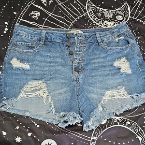 Refuge Blue Distressed Jean Shorts